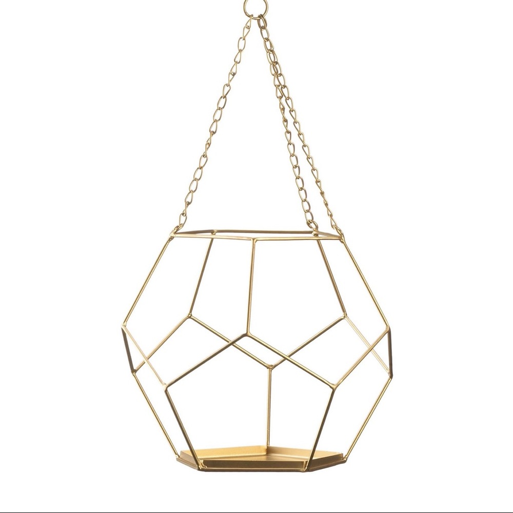 Gold Boho Hanging Geometric Plant Holder
